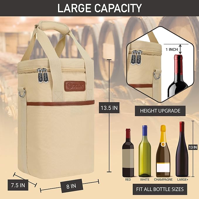 Opux 4 Bottle Insulated Wine Cooler Bag - Image 3
