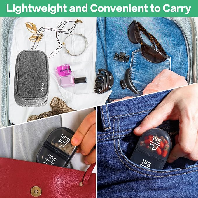 Serfeymi Weekly Travel Pill Organizer 2 Times A Day AM PM Upgraded Black Pill - Image 6