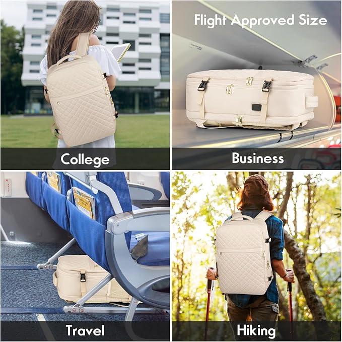 MOMUVO Large Travel Backpack Women, Flight Approved Carry On Backpack, Water - Image 7