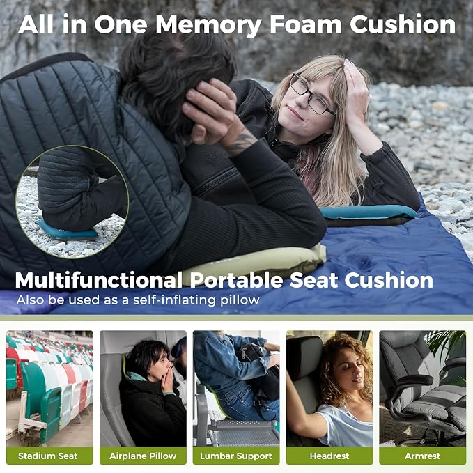 ATEPA Inflatable Stadium Seat Cushion, Self-Inflating Memory Foam Stadium Seats - Image 4