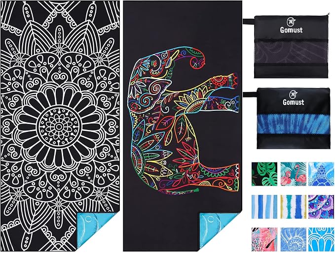 2 Pack Lightweight Thin Beach Towel Oversized 71"x32" Big Extra Large by Gomust