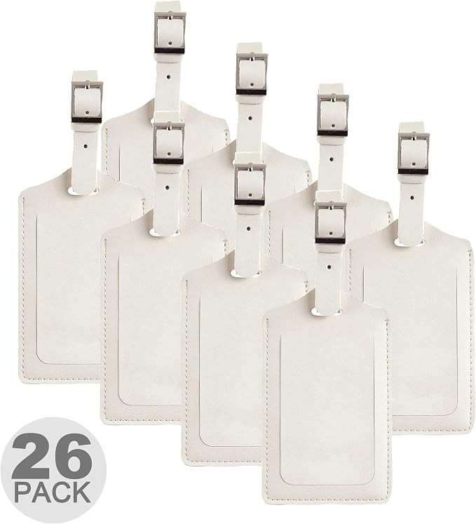 8 Pack Leather Luggage Travel Bag Tags by Travelambo by Travelambo