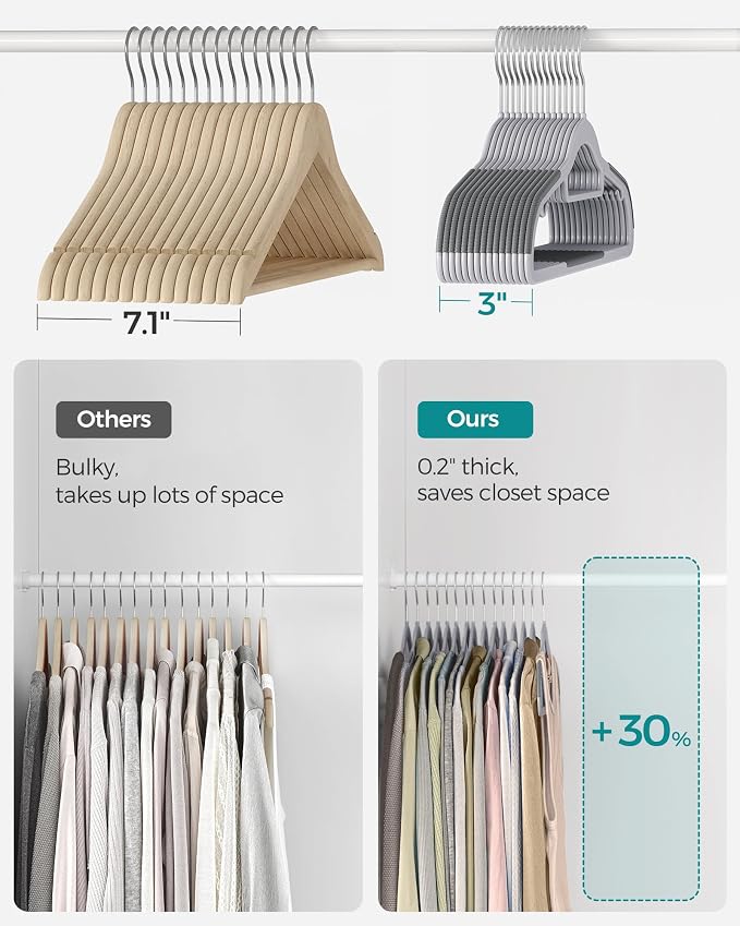 SONGMICS Pack of 30 Coat Hangers, Space-Saving Plastic Clothes Hangers - Image 6