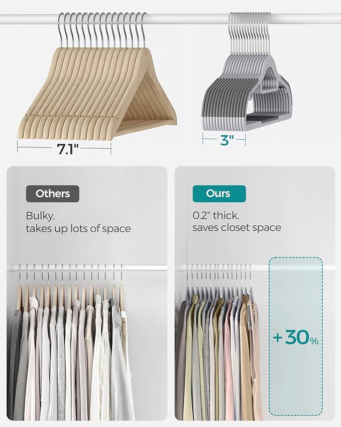 SONGMICS Pack of 50 Coat Hangers, Space-Saving Plastic Clothes Hangers - Image 5