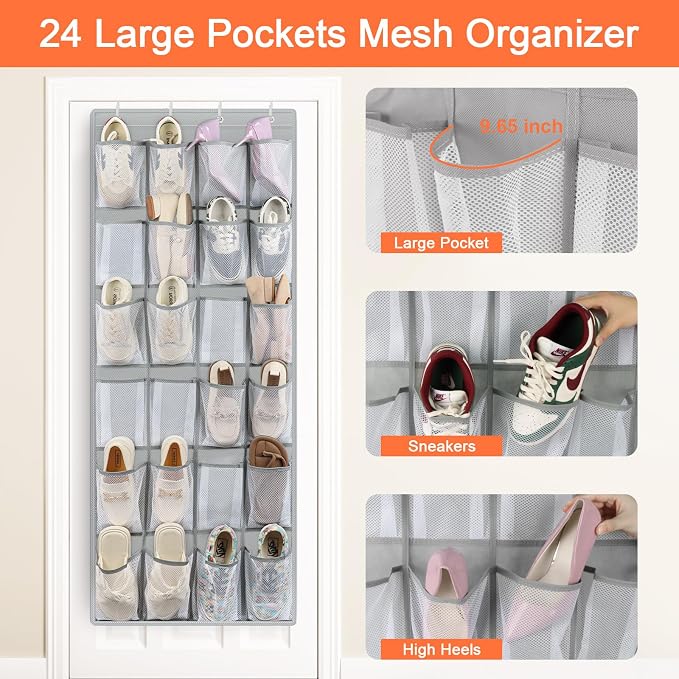 FENTEC 2 Pack Over the Door Shoe Organizer Hanging Shoe Organizer - Image 6