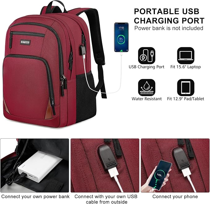 Red Backpack for School, School BackPack for Teens, Boys and Girls, - Image 3