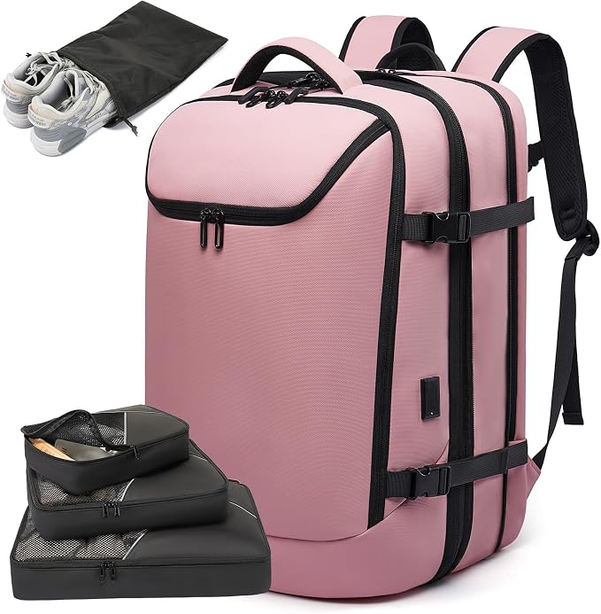Travel Backpack for Women, 50L Carry On Backpack, Expandable Flight Approved by TANGCOREL