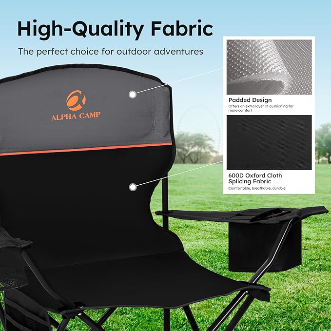 ALPHA CAMP Camping Chair 2 Pack Portable Chair - Image 4