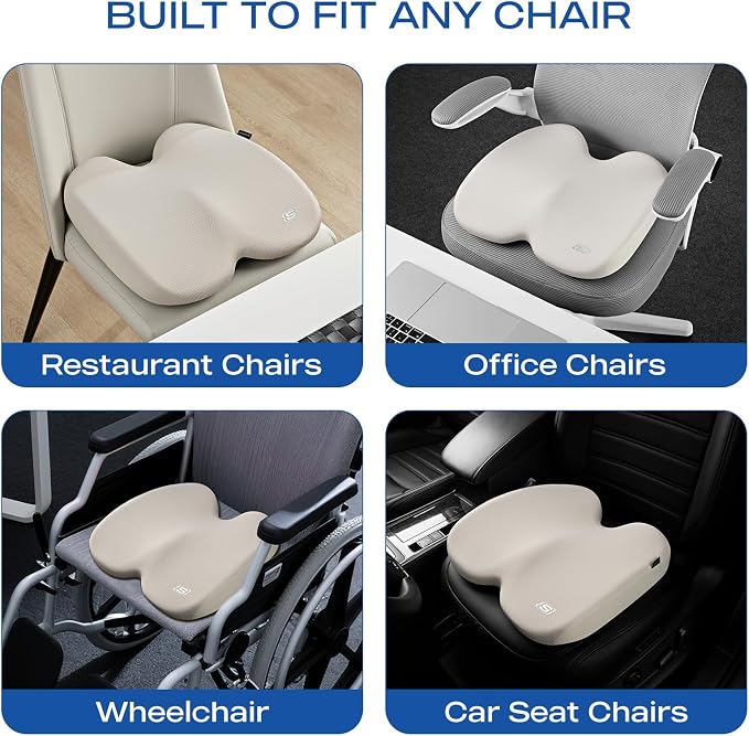 Skechers Memory Foam Seat Cushion, Ribbed Fabric Office Chair Cushion - Image 7