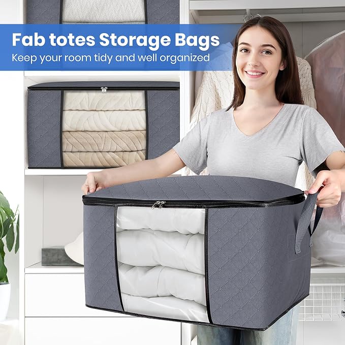 Fab totes 3-Pack Clothes Storage, Foldable Blanket Storage Bags, Containers - Image 5