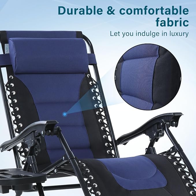 MFSTUDIO Padded Zero Gravity Recliner Chair Set of 2, Folding Patio Lounge - Image 6