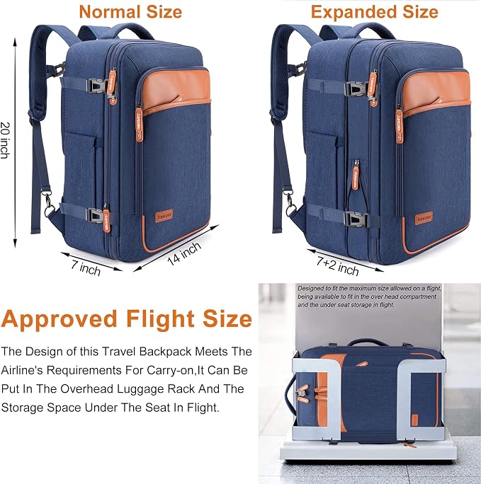 Travel Laptop Backpack, 42L Carry on Luggage, Flight Approved Expandable - Image 2
