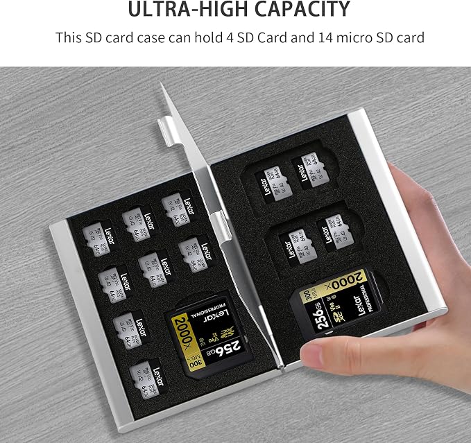 Aluminum SD Card Case, 18Slots Ultrathin SD Card Holder, Memory Card Storage - Image 2