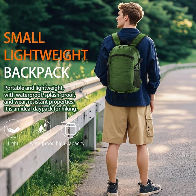 Small Hiking Daypack, 15L Water-Resistant Hiking Backpack Packable Lightweight - Image 2