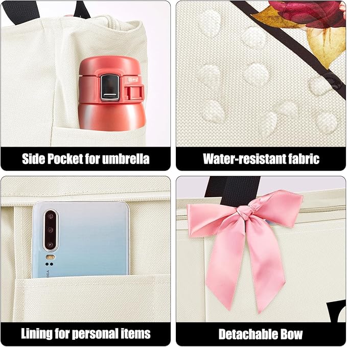 Vavabox Tote Bag, A-Z Initial Monogrammed Waterproof Tote Bag, Bridesmaid Gifts - Image 3