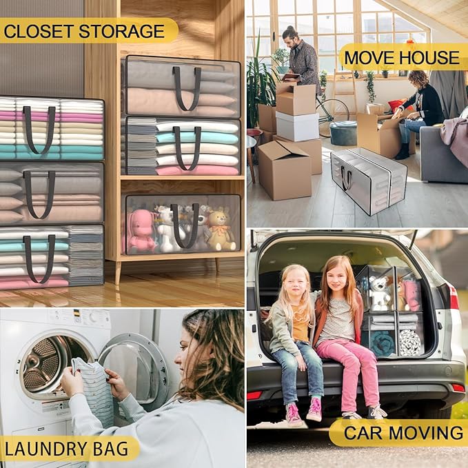 Clear Storage Bags with Zipper, 2 Pack Large Moving Bags Heavy Duty Extra Large - Image 7