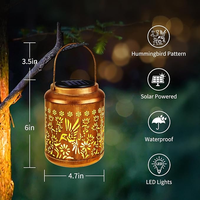Brizled Hummingbird Solar Lanterns, 2 Pack Outdoor Lanterns Christmas Birthday - Image 7