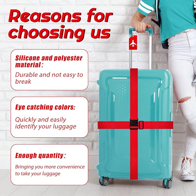 Weewooday 8 Pcs Luggage Straps Suitcase Tags Set - Image 4