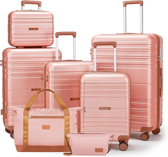 Luggage Sets with spinner wheels, PC+ABS Hard Shell Travel Luggage, Lightweight by Unknown