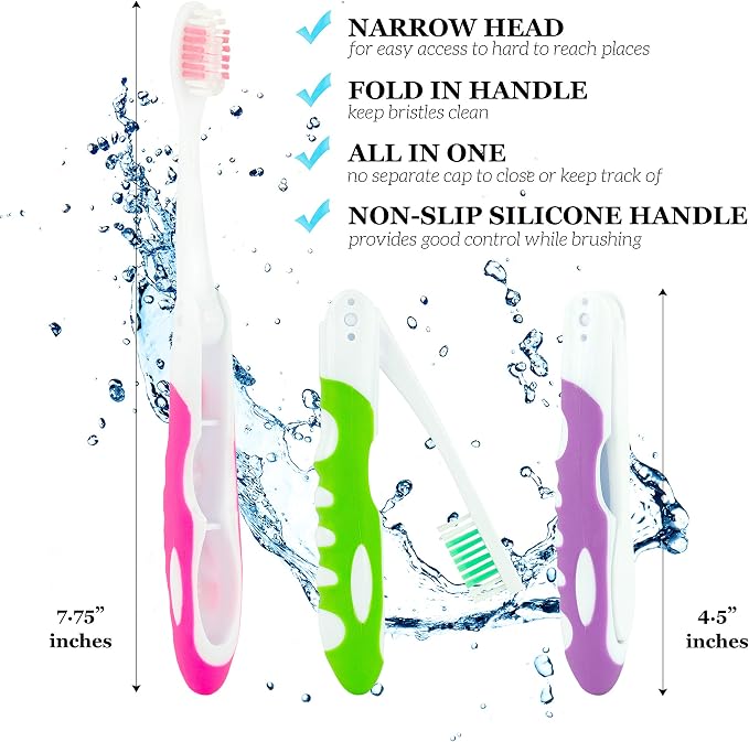 Travel Toothbrush, Portable Toothbrush Built in Cover, Travel Size Toothbrush - Image 2