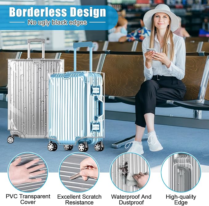 Yotako Clear PVC Suitcase Cover Tough Protector, 20 Inch Luggage Covers - Image 3
