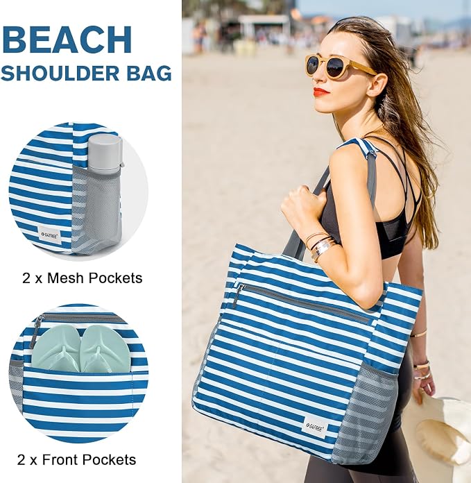 G4Free Beach Bag, Waterproof Sandproof Beach Tote Bag, Large Capacity Foldable - Image 4