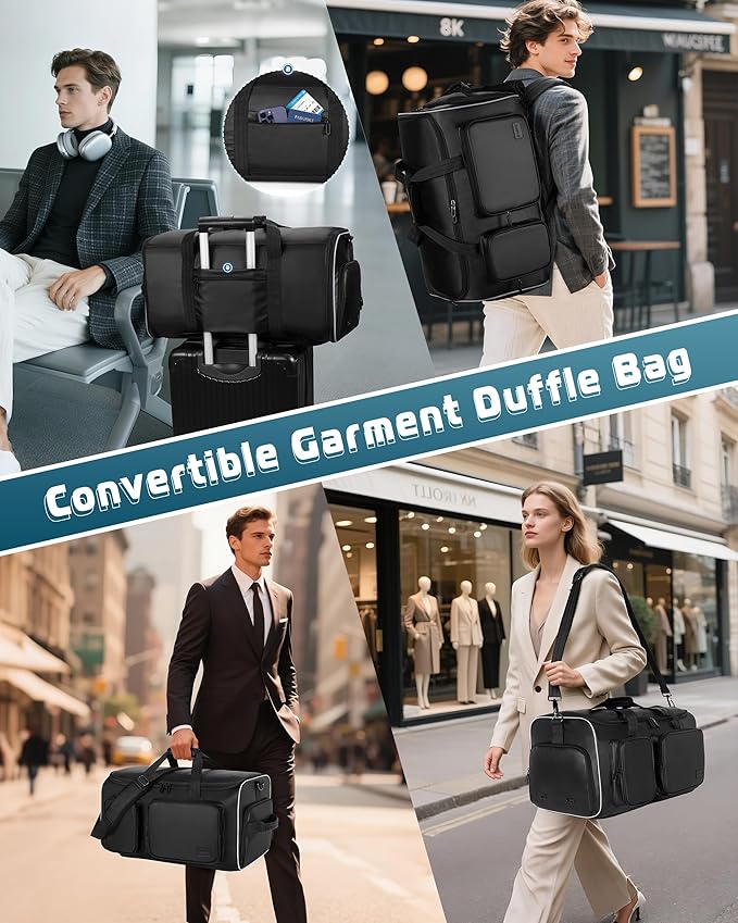 50L Convertible Garment Duffle Bag Backpack - Image 5