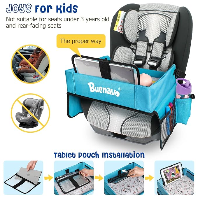 BUENAVO Car Seat Organizer Kids Travel Tray - Image 6