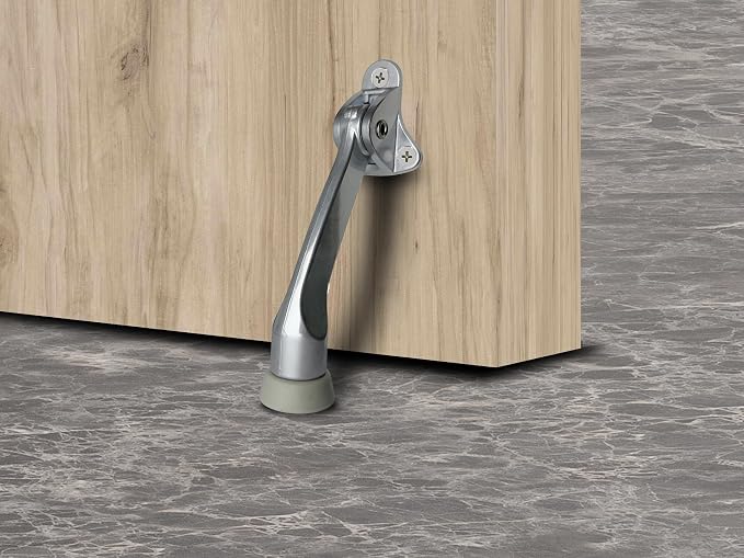 QCAA Heavy Duty Kickdown Door Stopper, Zinc Die Cast, Satin Chrome, 2 Pack - Image 4