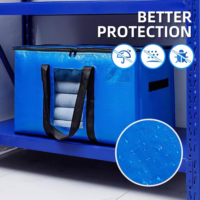 TAILI Extra Large Moving Bags, 8 Pack Blue Heavy Duty Totes - Image 6