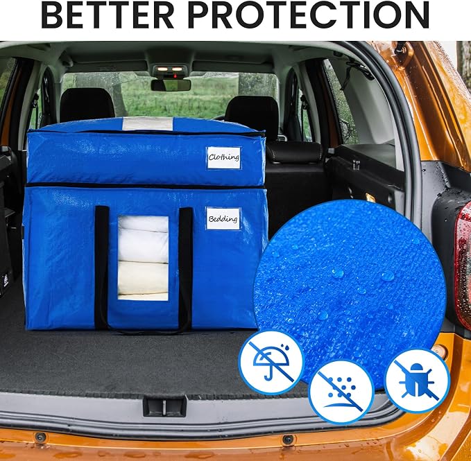 TAILI 2 Tier Extra Large Moving Bags, 4 Pack Blue Heavy Duty Totes - Image 8