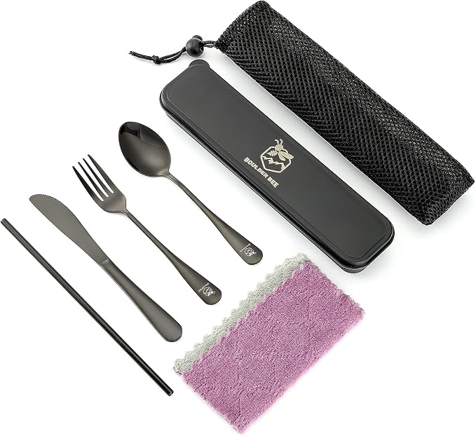 Boulder Bee | Travel Utensils Set | Reusable Camping Cutlery Set | Stainless - Image 7