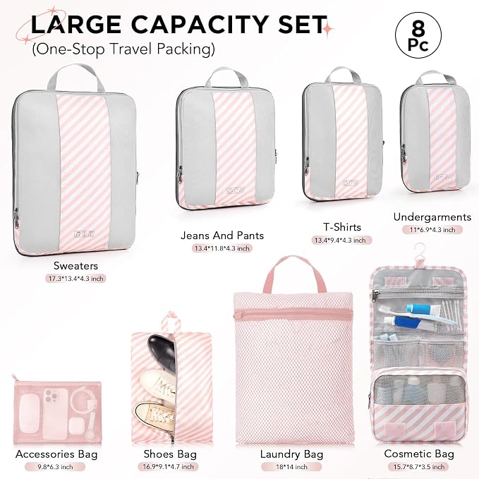 8 Set Compression Packing Cubes - Image 2