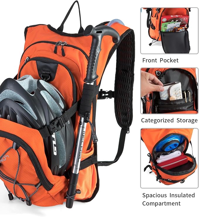 Hydration Backpack Pack with 2L Water Bladder 18L Hiking Backpack Women Men - Image 2