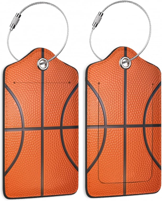 2 Pcs Basketball Texture Luggage Tags, Cruise Luggage Tag by Yashilaiya