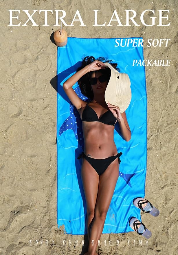 2 Pack Microfiber Lightweight Thin Beach Towel Sand Free Quick Dry Super - Image 3