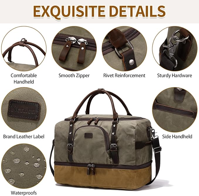 Nerlion Green Large Weekender Overnight Duffel Bag - Image 5