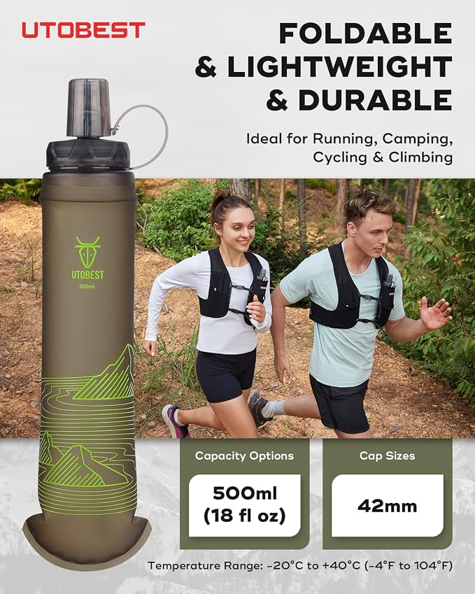 UTOBEST 500ml Soft Flask, 2 Pack Flexible TPU Hydration Water Bottle, - Image 5