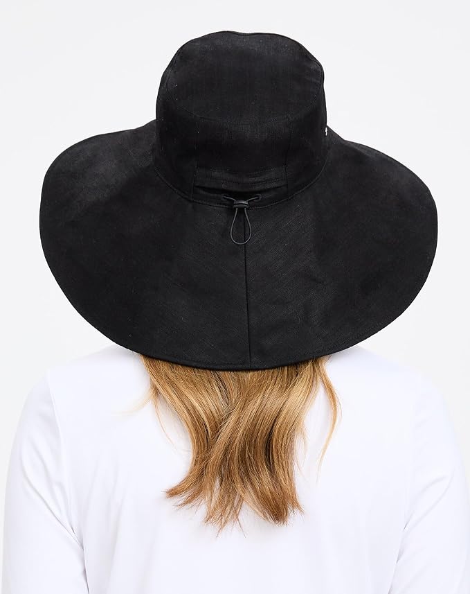 Solbari Women’s Ultra-Wide Cotton Linen Sun Hat UPF 50+, Adjustable - Image 5
