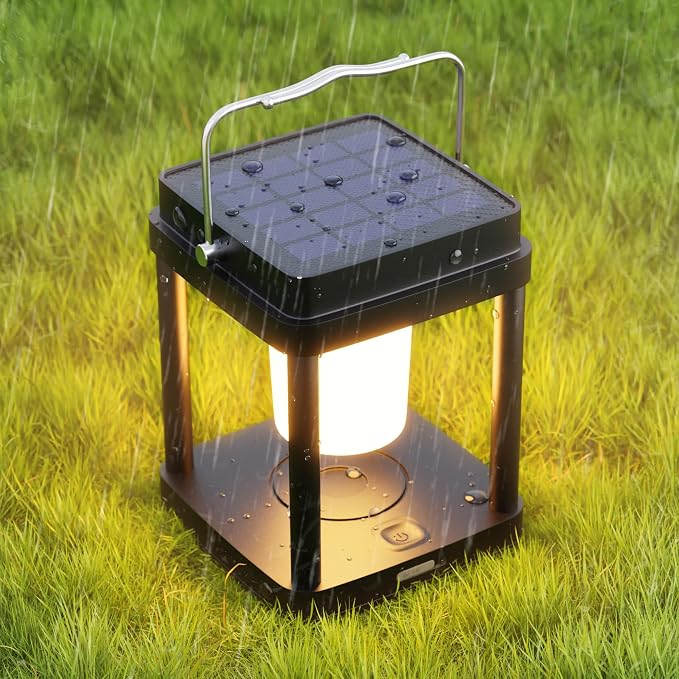 Solar Lantern Outdoor Table Lamp, Touch Control Outdoor Cordless Lantern by JOHUNT