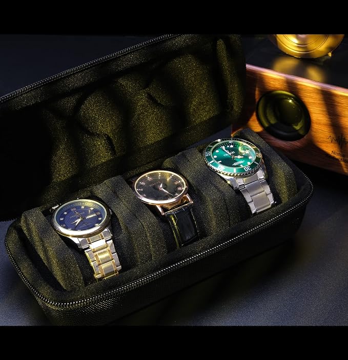 3 Slot Hard Watch Travel Case, Watch Roll Case Storage and Organizer - Image 6