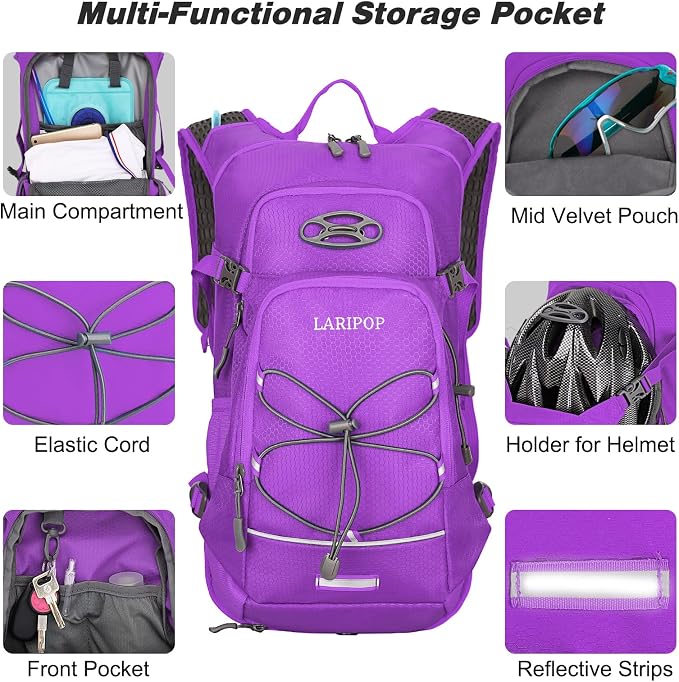 LARIPOP Hydration Backpack, 18L Hiking Backpack - Image 4
