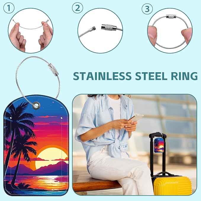 Palm Tree and Sunset Luggage Tag - Image 3