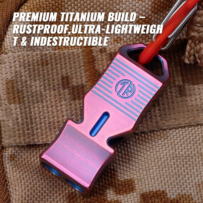 TACRAY Titanium Emergency Survival Whistle, Portable Necklace Whistle, Loud - Image 2