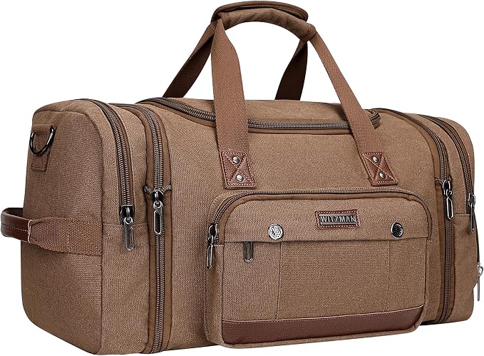 WITZMAN Mens Duffle Bags for Traveling Canvas Weekender Travel Bag Expandable by WITZMAN