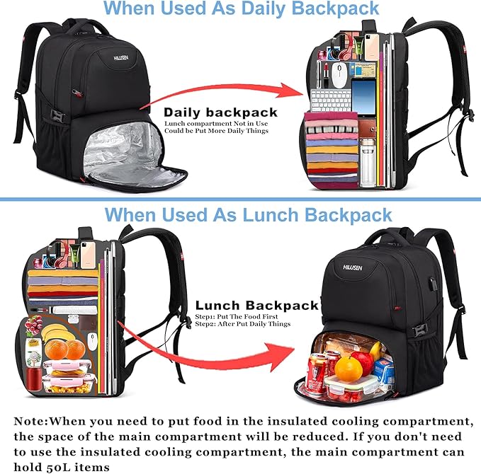 HILUSEN Extra Large Backpack for Men 50L, Insulated Cooler Lunch Box Backpack - Image 4