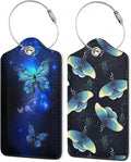 Butterfly Moon Luggage Tags, 2 Pack Moth and Stars Luggage Tag, Leather Privacy by Unknown