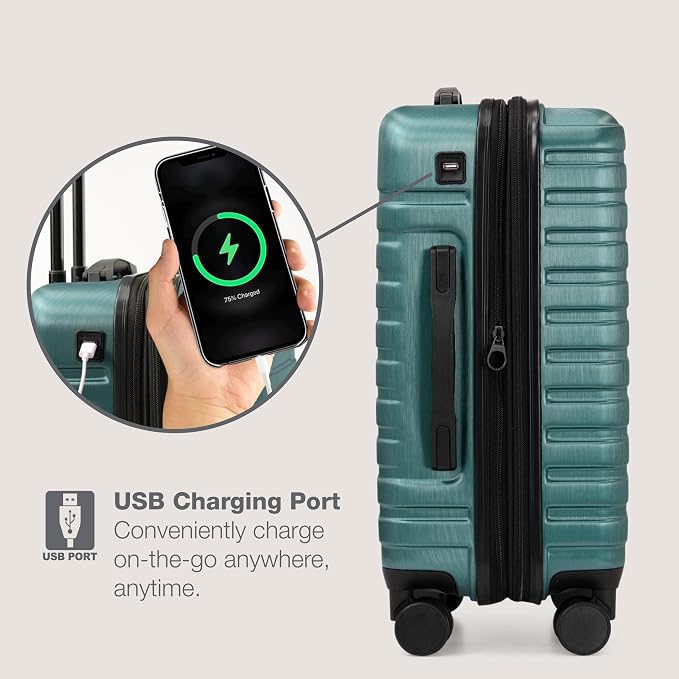 U.S. Traveler Boren Polycarbonate Hardside Rugged Travel Suitcase Luggage - Image 7