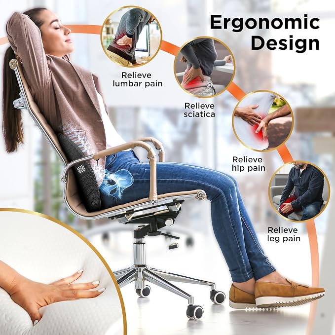 BLACK+DECKER Cooling Gel Lumbar Memory Foam Cushion – Ergonomic Back Support - Image 5