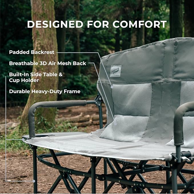Oversized Double Portable Folding Director’s Loveseat Chair - Image 5